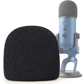SUNMON Microphone Foam Windscreen Cover for Blue Yeti, Yeti Pro and Yeti X Microphones, the Mic Pop Filter Mask Shield also suit MXL and Audio Technica (Black)