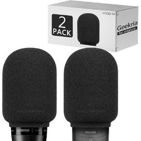 Geekria for Creators Foam Windscreen Compatible with Shure SM7B, PGA27, SM27 Microphone Antipop Foam Cover, Mic Wind Cover, Sponge Foam Filter (Black / 2 Pack)