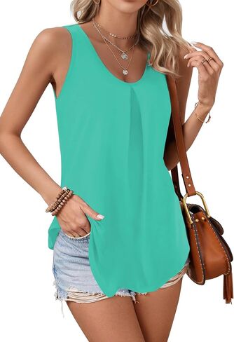 Tank Tops for Women Loose Fit Summer Tops V Neck Sleeveless Tanks Trendy Casual Blouse Loose Work Shirts in Saudi Arabia