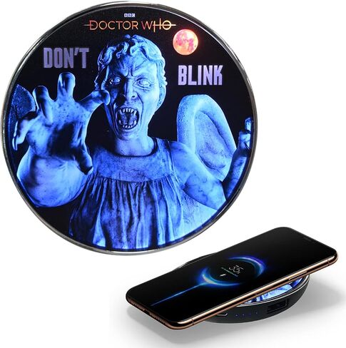 Doctor Who 60th Logo Wireless Charger with Built-in Backup Battery Pack for Wired USB and Wireless Charging. Portable Phone Charger with Illuminated Dr. Who Logo. Doctor Who Gifts, Collectibles in Saudi Arabia