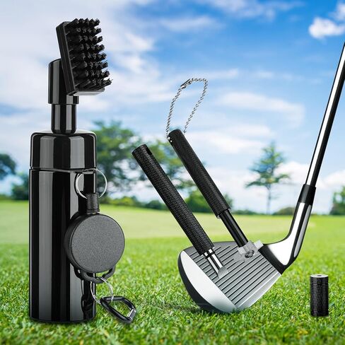 مجموعة تنظيف نادي الجولف من كورين، 2 مبراة لنادي الجولف على شكل U & V-Grooves، منظف فرش نادي الجولف مع حلقة تسلق قابلة للسحب، مجموعة أدوات فرشاة الجولف المحمولة، ملحقات حقيبة الجولف للرجال والنساء in Kuwait
