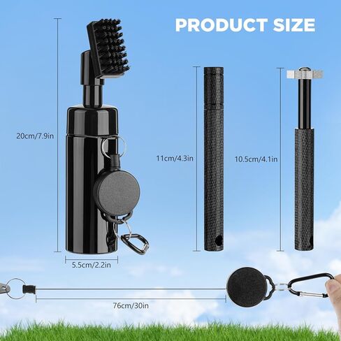 مجموعة تنظيف نادي الجولف من كورين، 2 مبراة لنادي الجولف على شكل U & V-Grooves، منظف فرش نادي الجولف مع حلقة تسلق قابلة للسحب، مجموعة أدوات فرشاة الجولف المحمولة، ملحقات حقيبة الجولف للرجال والنساء in Kuwait