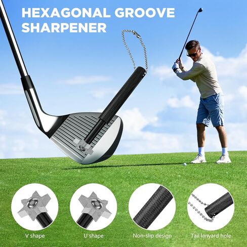 مجموعة تنظيف نادي الجولف من كورين، 2 مبراة لنادي الجولف على شكل U & V-Grooves، منظف فرش نادي الجولف مع حلقة تسلق قابلة للسحب، مجموعة أدوات فرشاة الجولف المحمولة، ملحقات حقيبة الجولف للرجال والنساء in Kuwait