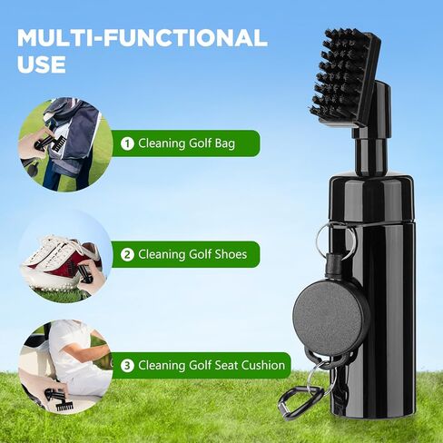 مجموعة تنظيف نادي الجولف من كورين، 2 مبراة لنادي الجولف على شكل U & V-Grooves، منظف فرش نادي الجولف مع حلقة تسلق قابلة للسحب، مجموعة أدوات فرشاة الجولف المحمولة، ملحقات حقيبة الجولف للرجال والنساء in Kuwait