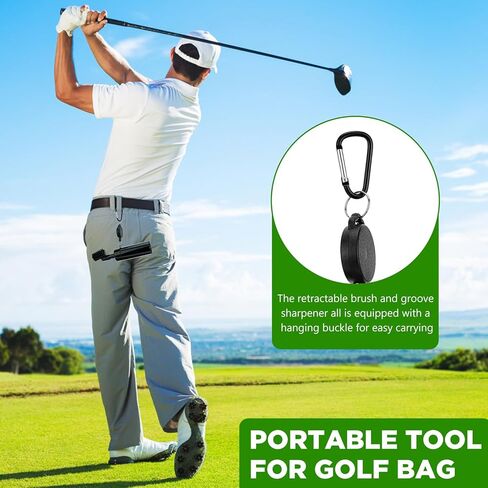 مجموعة تنظيف نادي الجولف من كورين، 2 مبراة لنادي الجولف على شكل U & V-Grooves، منظف فرش نادي الجولف مع حلقة تسلق قابلة للسحب، مجموعة أدوات فرشاة الجولف المحمولة، ملحقات حقيبة الجولف للرجال والنساء in Kuwait