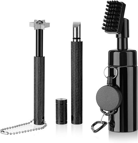 مجموعة تنظيف نادي الجولف من كورين، 2 مبراة لنادي الجولف على شكل U & V-Grooves، منظف فرش نادي الجولف مع حلقة تسلق قابلة للسحب، مجموعة أدوات فرشاة الجولف المحمولة، ملحقات حقيبة الجولف للرجال والنساء in Kuwait