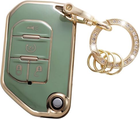 Gematay for Jeep Key Fob Cover with Keychain, Key Shell Cover Compatible with 2018 2019 2020 2021 2022 2023 Wrangler JL Gladiator Sahara Smart Key Fob, White in Saudi Arabia