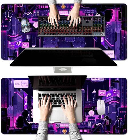 Anime Space Scene Desk Pad, Blue Pastel Galaxy Large Mouse Pad XL Cute, Cosmos Desk Mat, Aesthetic Stars Clouds and Planets Extended Mousepad, Game Mat, 35.4 x 15.7 in in Saudi Arabia