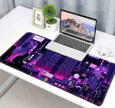 Anime Space Scene Desk Pad, Blue Pastel Galaxy Large Mouse Pad XL Cute, Cosmos Desk Mat, Aesthetic Stars Clouds and Planets Extended Mousepad, Game Mat, 35.4 x 15.7 in in Saudi Arabia