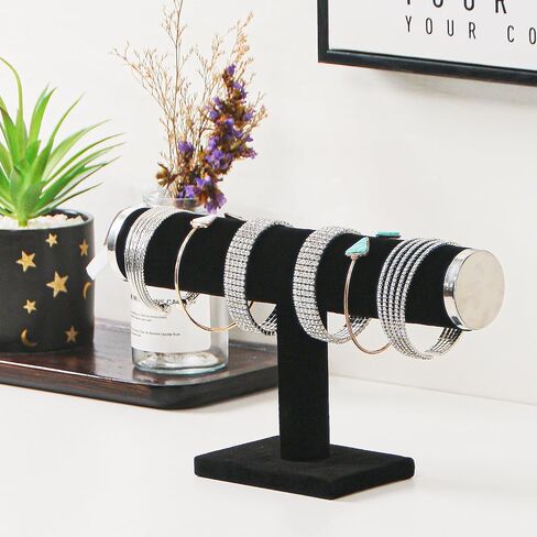 حامل سوار Julysky T bar، حامل عرض السوار مع غطاء معدني، حامل عرض المجوهرات المخملية، منظم ساعة Bangle Scrunchie in Kuwait