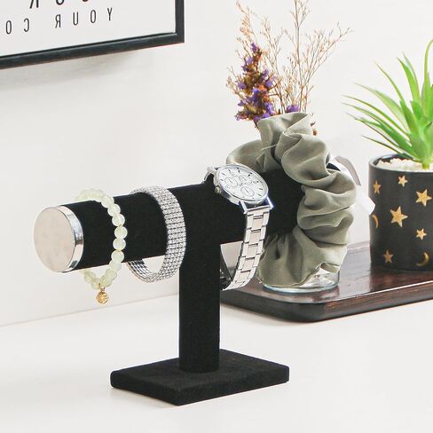 حامل سوار Julysky T bar، حامل عرض السوار مع غطاء معدني، حامل عرض المجوهرات المخملية، منظم ساعة Bangle Scrunchie in Kuwait