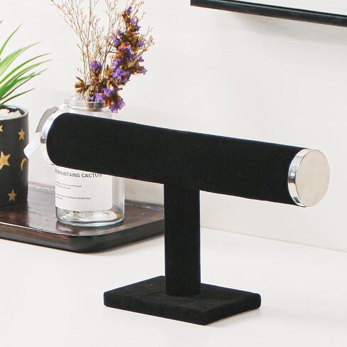 حامل سوار Julysky T bar، حامل عرض السوار مع غطاء معدني، حامل عرض المجوهرات المخملية، منظم ساعة Bangle Scrunchie in Kuwait