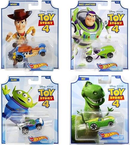 Hot Wheels Toy Story 4 Character Cars Complete Set of 8 Diecast Vehicles with Woody, Buzz Lightyear, Alien, Rex, Forky, Bo Peep, Duke Caboom, Ducky & Bunny in Saudi Arabia