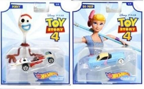 Hot Wheels Toy Story 4 Character Cars Complete Set of 8 Diecast Vehicles with Woody, Buzz Lightyear, Alien, Rex, Forky, Bo Peep, Duke Caboom, Ducky & Bunny in Saudi Arabia