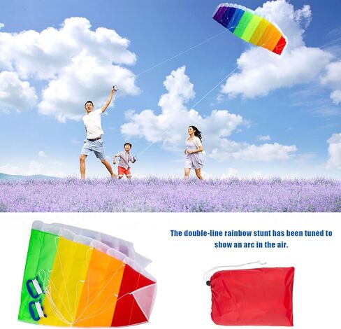 Yinuoday Rainbow Color Dual Line Kite Stunt Power Outdoor Sport Kite Large Fast Speed Kite Surfing Seaside Beach Toy for Adults (1. 4m) in Kuwait