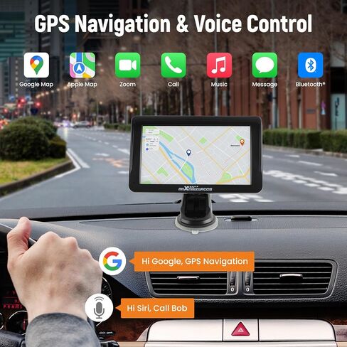 ستيريو سيارة maxpeedingrods مقاس 7 بوصات مع Apple CarPlay وAndroid Auto اللاسلكي، وجهاز استقبال الصوت، وراديو السيارة المحمول مع كاميرا احتياطية ونظام تحديد المواقع العالمي (GPS)، وبلوتوث، ووصلة مرآة in Saudi Arabia