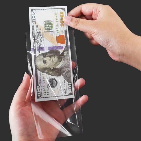 200 Pack Currency Sleeves,Clear Paper Money Holder with Plastic Storage Case Money Sleeves OPP Bag for Paper Money Bill Stamp Protector in Kuwait