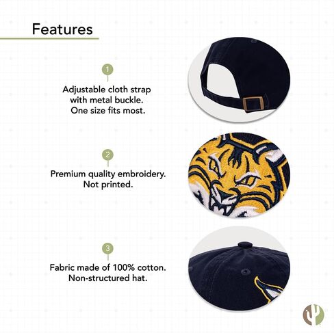 Desert Cactus Quinnipiac University Baseball Hat QU Bobcats Brimmed Embroirderd Cap Adjustable Cloth Strap Adult (Style B) Blue in Saudi Arabia