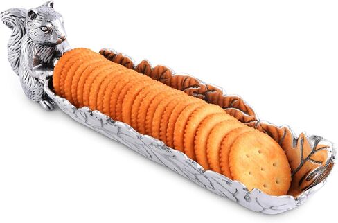 Arthur Court Aluminum Metal Squirrel and Leaf Cracker Server and Holder Tray Serving Trays for Countertop, Home, Wedding Events, Parties - Hand Polished Metal Rustic Décor 11 inch Long x 3 inch Wide in Saudi Arabia