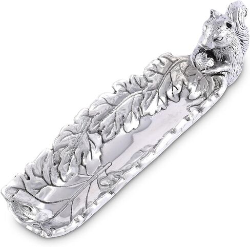Arthur Court Aluminum Metal Squirrel and Leaf Cracker Server and Holder Tray Serving Trays for Countertop, Home, Wedding Events, Parties - Hand Polished Metal Rustic Décor 11 inch Long x 3 inch Wide in Saudi Arabia