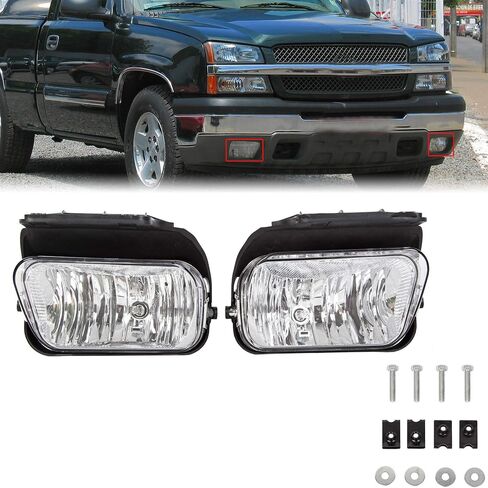 ECOTRIC Bumper Fog Lights Lamps Compatible with 2003-2007 Chevy Silverado 2002-2006 Chevy Avalanche with Bulbs Driver Side+Passenger Side in Saudi Arabia