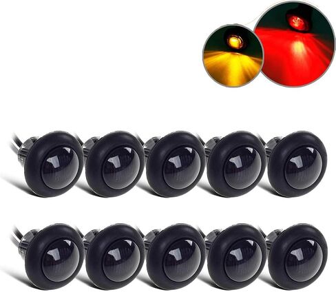 Partsam 10x 3/4 بوصة كهرمان مدخن/أحمر LED لتخليص مقطورة القارب أضواء سد الهواء محكمة الغلق صغيرة سوداء مستديرة 3/4 بوصة مصابيح LED للمقطورة حلقة تثبيت in Saudi Arabia
