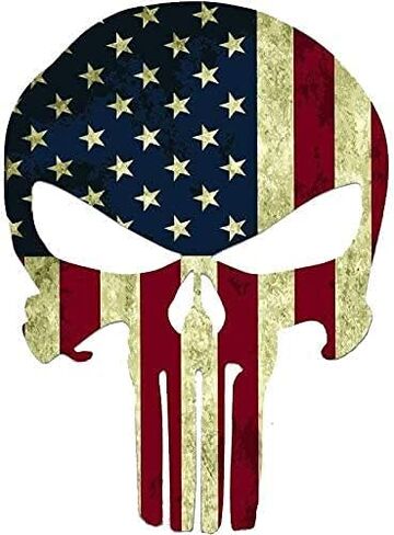 DW - Punisher Skull American Flag Skull Vinyl Decal Sticker Decal Bumper Sticker for Car Laptop Wall Bathroom Mirror Toilet Locker Room | 5.5inch in Saudi Arabia