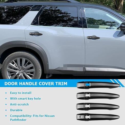 غطاء مقبض الباب الخارجي متوافق مع نيسان باثفايندر 2022 2023 2024 ملحقات واقي مقبض الباب مع 4 فتحات لأجهزة استشعار القفل التلقائي in Kuwait
