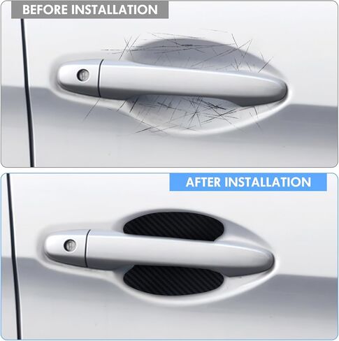 Car Door Handle Protector, 8PCS Car Handle Protector, Carbon Fiber Sticker Avoiding Scratches, Auto Accessories Universal for Most Door Handles in Saudi Arabia