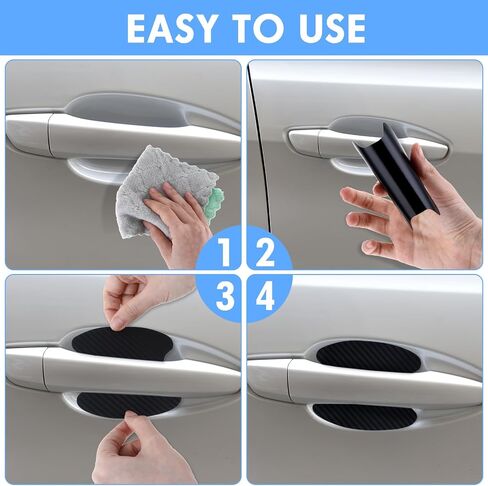 Car Door Handle Protector, 8PCS Car Handle Protector, Carbon Fiber Sticker Avoiding Scratches, Auto Accessories Universal for Most Door Handles in Saudi Arabia