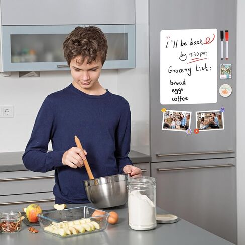 2 حزمة من لوح المسح الجاف المغناطيسي، 11 بوصة × 14 بوصة سبورة بيضاء مغناطيسية للثلاجة/المخطط، لوحة مسح جافة مغناطيسية لقائمة البقالة لمذكرات المطبخ المنزلي، قائمة البقالة، 5 علامات وممحاة in Kuwait