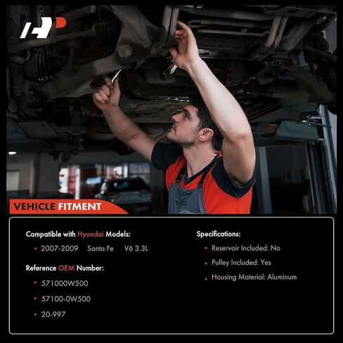 A-Premium Power Steering Pump, with Pulley, Compatible with Hyundai Santa Fe 2007 2008 2009, V6 3.3L Petrol Sport Utility, Replace # N7340138, 571000W500 in Saudi Arabia