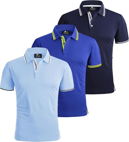 V VALANCH Polo Shirts for Men 3 Pack Golf Shirts Short Sleeve Moisture Wicking Collared Tennis Shirt Casual Stylish in Saudi Arabia