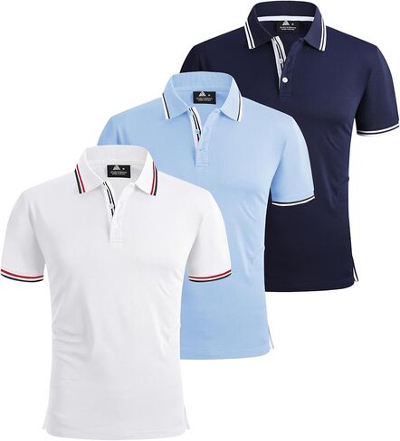 V VALANCH Polo Shirts for Men 3 Pack Golf Shirts Short Sleeve Moisture Wicking Collared Tennis Shirt Casual Stylish in Saudi Arabia
