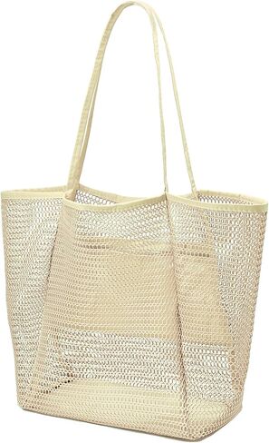 Beach Bag for Women Mesh Beach Tote Bag Casual Large Foldable Shoulder Handbag Hobo Bag for Vacation in Saudi Arabia