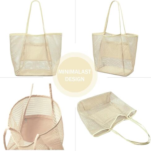 Beach Bag for Women Mesh Beach Tote Bag Casual Large Foldable Shoulder Handbag Hobo Bag for Vacation in Saudi Arabia