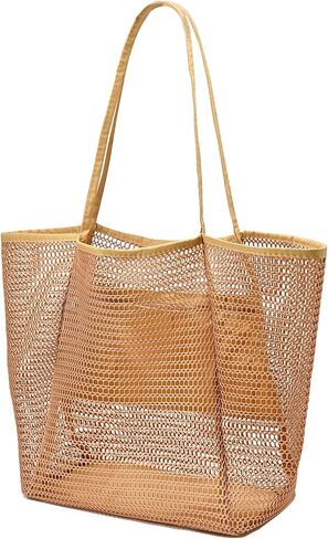 Beach Bag for Women Mesh Beach Tote Bag Casual Large Foldable Shoulder Handbag Hobo Bag for Vacation in Saudi Arabia