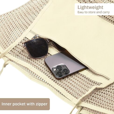 Beach Bag for Women Mesh Beach Tote Bag Casual Large Foldable Shoulder Handbag Hobo Bag for Vacation in Saudi Arabia