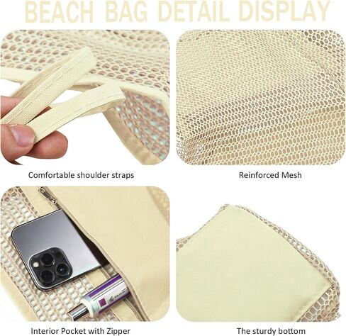 Beach Bag for Women Mesh Beach Tote Bag Casual Large Foldable Shoulder Handbag Hobo Bag for Vacation in Saudi Arabia