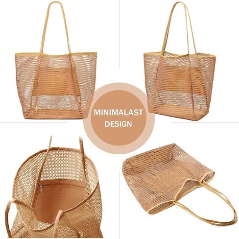 Beach Bag for Women Mesh Beach Tote Bag Casual Large Foldable Shoulder Handbag Hobo Bag for Vacation in Saudi Arabia