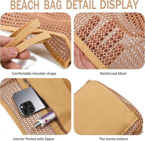 Beach Bag for Women Mesh Beach Tote Bag Casual Large Foldable Shoulder Handbag Hobo Bag for Vacation in Saudi Arabia