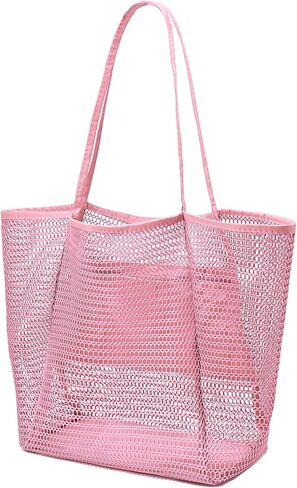 Beach Bag for Women Mesh Beach Tote Bag Casual Large Foldable Shoulder Handbag Hobo Bag for Vacation in Saudi Arabia