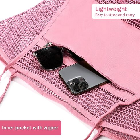 Beach Bag for Women Mesh Beach Tote Bag Casual Large Foldable Shoulder Handbag Hobo Bag for Vacation in Saudi Arabia
