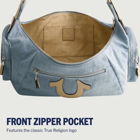 True Religion Women's Shoulder Bag Purse, Slouchy Hobo Handbag with Adjustable Strap and Horseshoe Logo in Saudi Arabia
