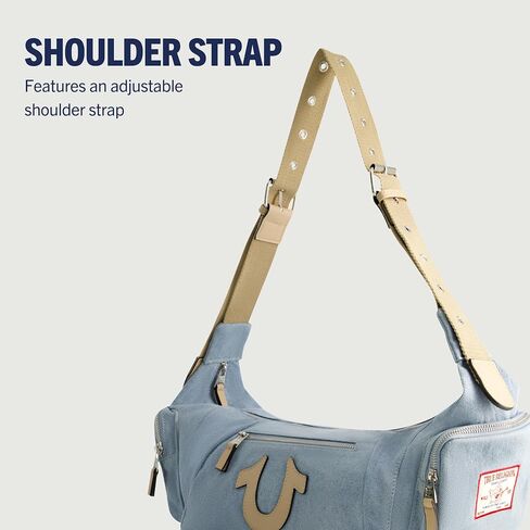 True Religion Women's Shoulder Bag Purse, Slouchy Hobo Handbag with Adjustable Strap and Horseshoe Logo in Saudi Arabia