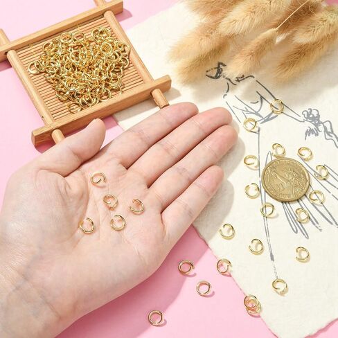DanLingJewelry 200 pcs 304 Stainless Steel 18 Gauge Open Jump Rings 8mm for Jewelry Making Connectors Jewelry Finding Golden Color in Kuwait