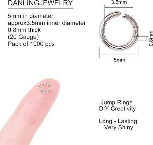 DanLingJewelry 200 pcs 304 Stainless Steel 18 Gauge Open Jump Rings 8mm for Jewelry Making Connectors Jewelry Finding Golden Color in Kuwait