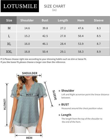 Lotusmile Womens Dressy Chiffon Blouses Summer Puff Petal Short Sleeve Shirts V Neck Casual Work Tops in Kuwait