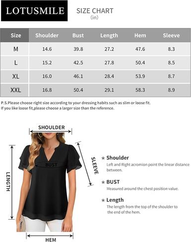 Lotusmile Womens Dressy Chiffon Blouses Summer Puff Petal Short Sleeve Shirts V Neck Casual Work Tops in Kuwait