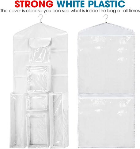 ProPik Hanging Double Sided Wrapping Paper Storage Organizer With Multiple Pockets Organize Your Gift Wrap, Gift Bags Bows Ribbons 40"X17" Fits 40 Inch Rolls Clear PVC Bag (Black) in Saudi Arabia